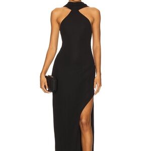 NBD Elegant Black Backless Halter Dress